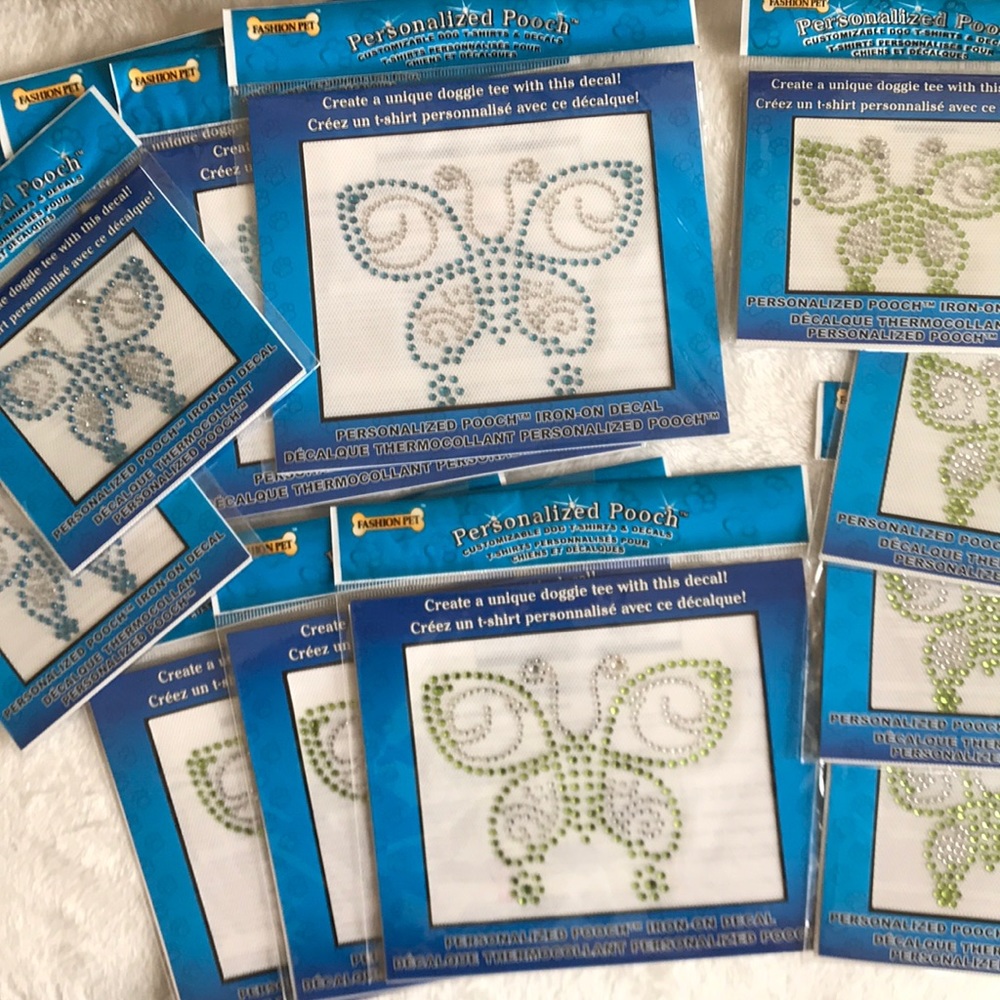 13 Butterfly Iron on Rhinestone Studs Assorted
